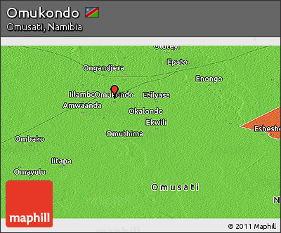 Political Panoramic Map of Omukondo
