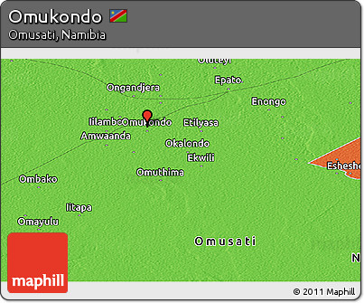 Political Panoramic Map of Omukondo