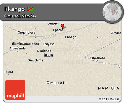 Shaded Relief Panoramic Map of Iikango