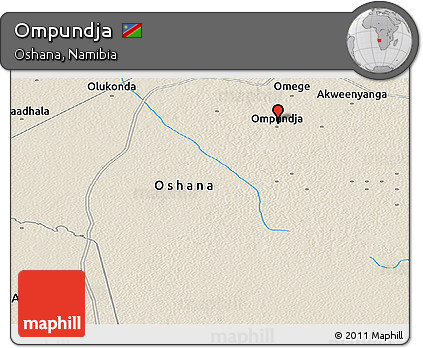 Shaded Relief Panoramic Map of Ompundja