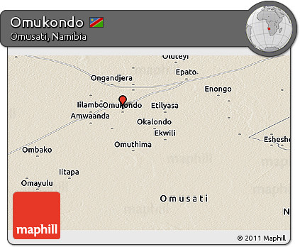 Shaded Relief Panoramic Map of Omukondo