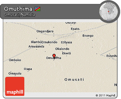 Shaded Relief Panoramic Map of Omuthima