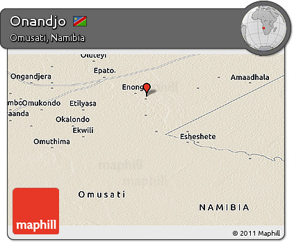 Shaded Relief Panoramic Map of Onandjo