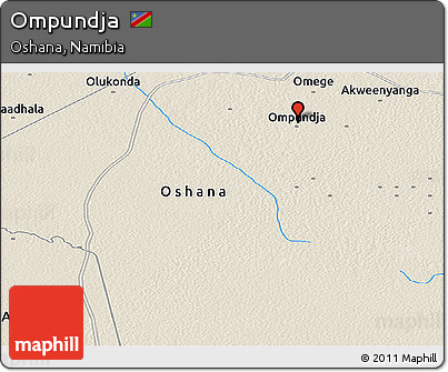 Shaded Relief Panoramic Map of Ompundja