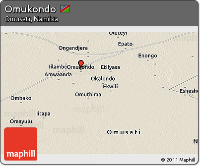 Shaded Relief Panoramic Map of Omukondo