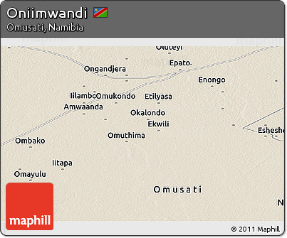 Shaded Relief Panoramic Map of Oniimwandi