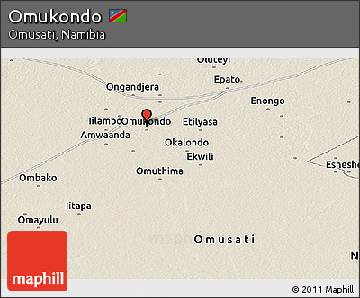Shaded Relief Panoramic Map of Omukondo