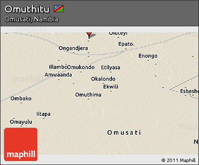 Shaded Relief Panoramic Map of Omuthitu