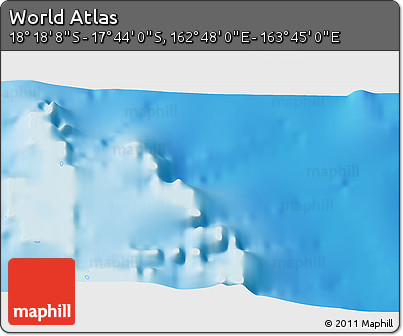 Shaded Relief 3D Map of the Area around 18° 1' 4" S, 163° 16' 30" E