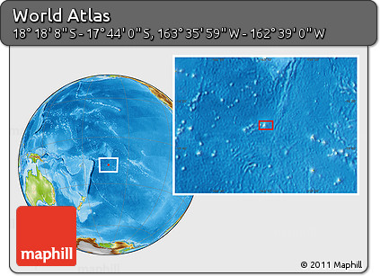 Physical Location Map of the Area around 18° 1' 4" S, 163° 7' 30" W