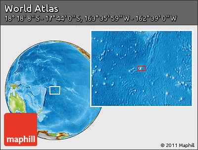 Physical Location Map of the Area around 18° 1' 4" S, 163° 7' 30" W