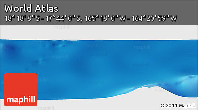 Physical Panoramic Map of the Area around 18° 1' 4" S, 164° 49' 29" W