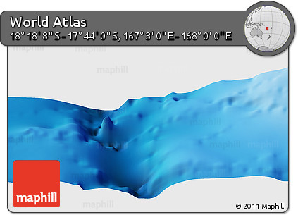 Physical Panoramic Map of the Area around 18° 1' 4" S, 167° 31' 30" E