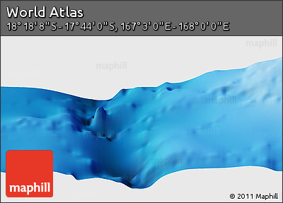 Physical Panoramic Map of the Area around 18° 1' 4" S, 167° 31' 30" E