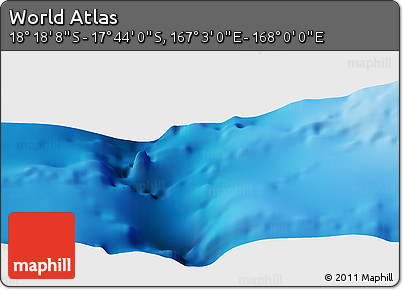 Physical Panoramic Map of the Area around 18° 1' 4" S, 167° 31' 30" E