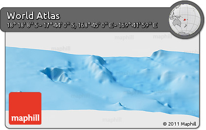 Physical Panoramic Map of the Area around 18° 1' 4" S, 169° 13' 29" E