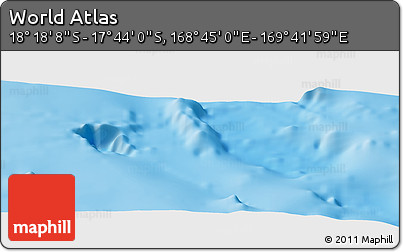 Physical Panoramic Map of the Area around 18° 1' 4" S, 169° 13' 29" E