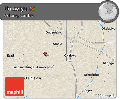 Shaded Relief 3D Map of Uukwiyu