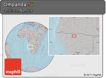 Gray Location Map of Ompanda, hill shading