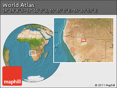 Satellite Location Map of the Area around 18° 1' 4" S, 16° 13' 30" E