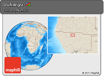 Shaded Relief Location Map of Uukwiyu