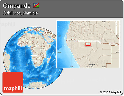 Shaded Relief Location Map of Ompanda