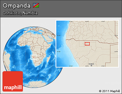 Shaded Relief Location Map of Ompanda