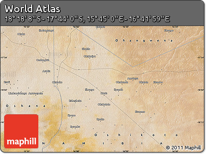 Satellite Map of the Area around 18° 1' 4" S, 16° 13' 30" E