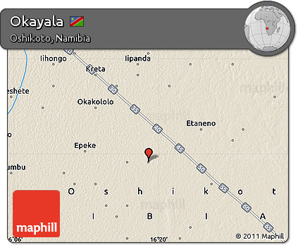 Shaded Relief Map of Okayala