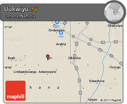 Shaded Relief Map of Uukwiyu