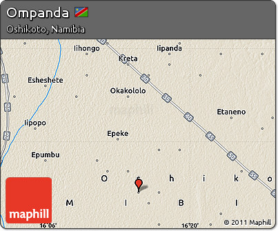 Shaded Relief Map of Ompanda