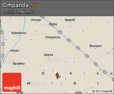 Shaded Relief Map of Ompanda