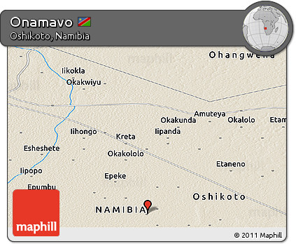 Shaded Relief Panoramic Map of Onamavo