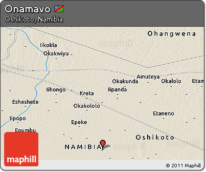 Shaded Relief Panoramic Map of Onamavo