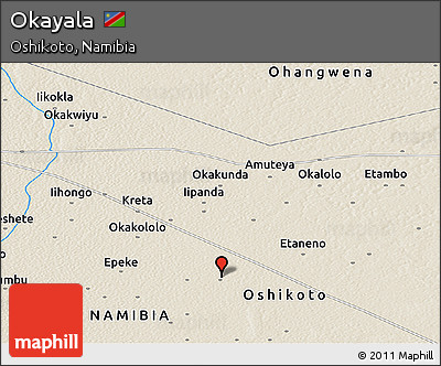 Shaded Relief Panoramic Map of Okayala
