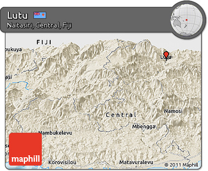 Shaded Relief Panoramic Map of Lutu
