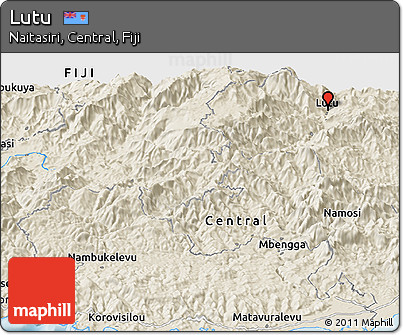 Shaded Relief Panoramic Map of Lutu