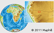 Physical Location Map of the area around 18° 1' 4" S, 17° 4' 30" E