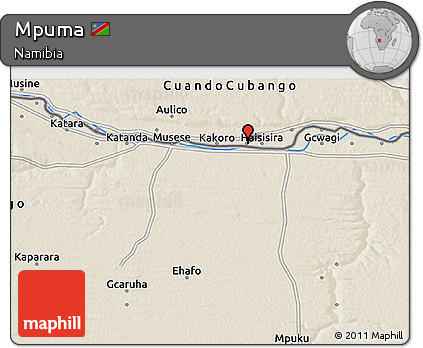 Shaded Relief 3D Map of Mpuma
