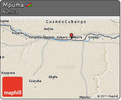 Shaded Relief 3D Map of Mpuma