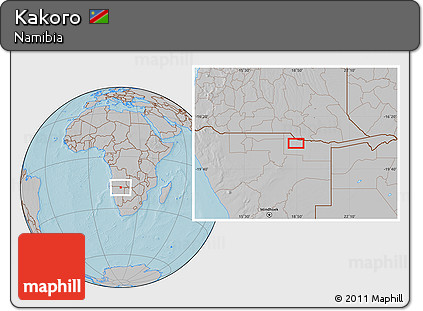 Gray Location Map of Kakoro, hill shading