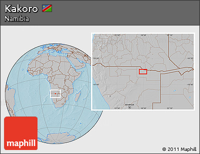 Gray Location Map of Kakoro, hill shading