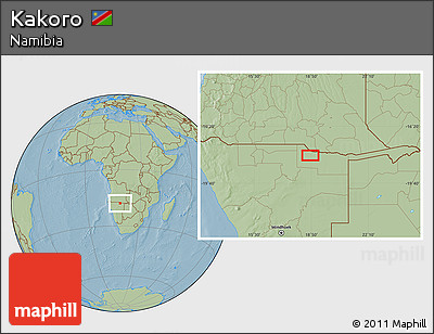 Savanna Style Location Map of Kakoro, hill shading