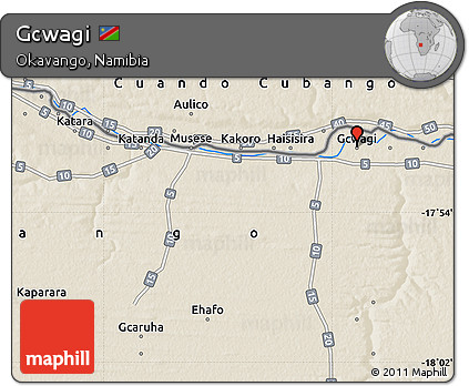 Shaded Relief Map of Gcwagi