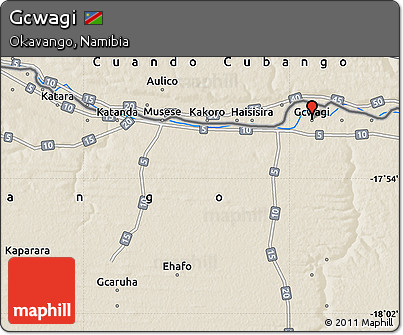 Shaded Relief Map of Gcwagi