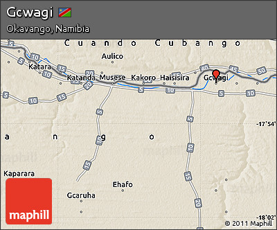 Shaded Relief Map of Gcwagi