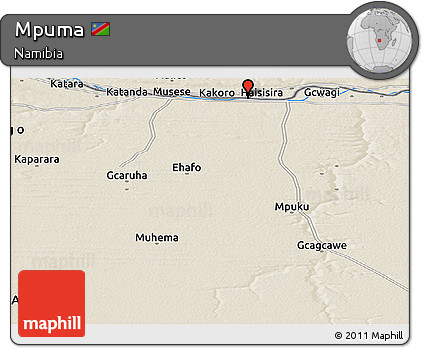 Shaded Relief Panoramic Map of Mpuma