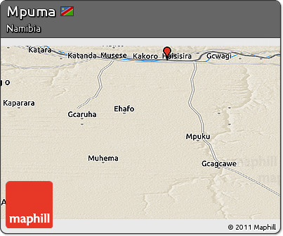 Shaded Relief Panoramic Map of Mpuma