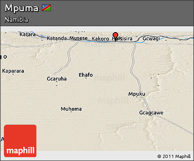 Shaded Relief Panoramic Map of Mpuma