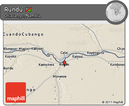Shaded Relief 3D Map of Rundu